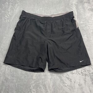 Vtg Nike Shorts Men XXL Black Taupe Mesh Lined Swimwear Board Water Polo Surfing